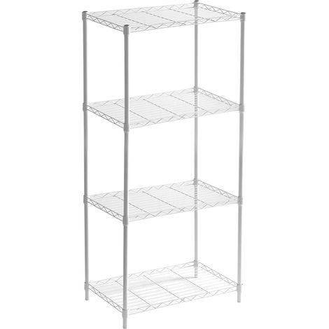 Estantería Metálica con Rejilla CATTERHOUSE Klaus 120 - 56x35x120 cm Estantería de Almacenaje Color Blanco con 4 Baldas Soporta hasta 140 kg (1/4)