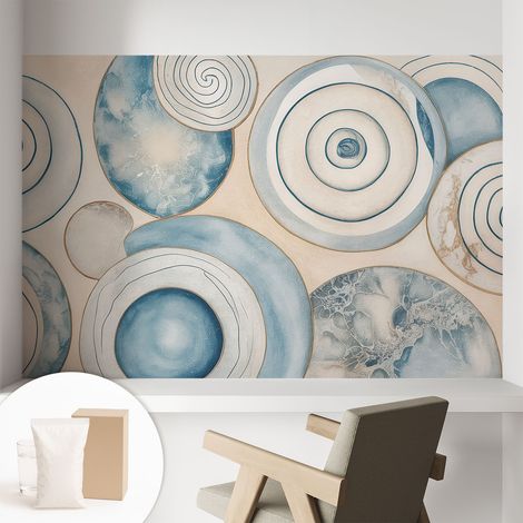 Tapete Vliestapete mit Kleber- abwaschbar - Raumgestaltung Schlafzimmer Wohnzimmer Tapete Spiralförmige Wirbel 104x70 cm (1/5)