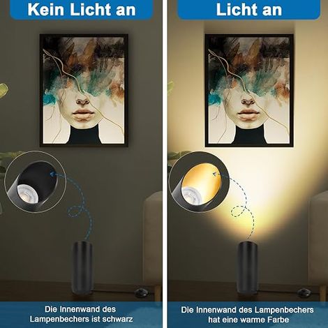 Lampadaire LED, noir, ampoule LED GU10, spot avec interrupteur au pied (1/4)