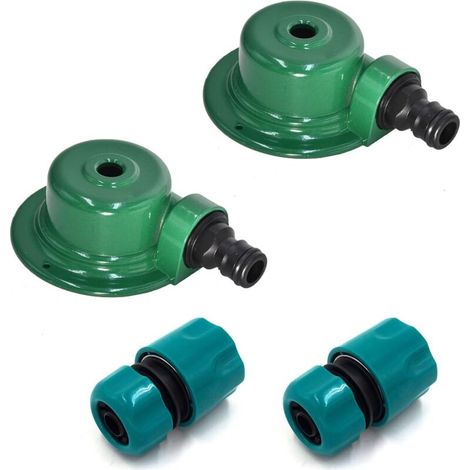 Arroseur de pelouse en métal automatique pour pelouse - Couverture à 360° - Pour pelouses, jardins et cours - Comprend 1/2 adaptateur (lot de 4) (1/4)