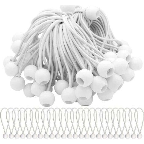 Lot de 50 Tendeur Elastique Cordons Élastiques avec Boules Sandow Elastique Boules Elastiques pour chapiteaux, tentes, bannières et bâches (1/5)