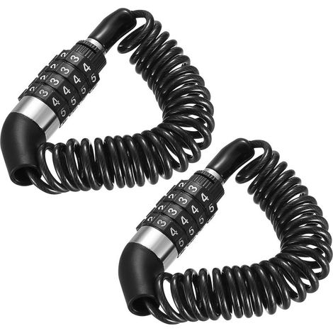 2 Pièces Antivol de Casque Moto, Cadenas Vélo, Câble de 150 cm avec Combinaison à 4 Chiffres, Revêtement PVC, Antivol pour Casque Moto, Vélo, Trottinette Électrique (1/5)