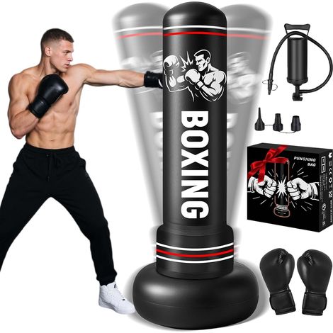 Sac de Frappe Adulte 190cm avec Gants de Boxe et Pompe (1/5)
