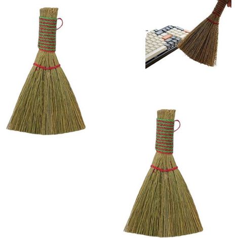 Lot de 2 - Mini balai à herbe - Petit balai de sorcière - Mini outil de jardinage - Balai de bureau - Portable - Idéal pour nettoyer la cuisine, le bureau, la maison, l'ordinateur et la voiture - Coul (1/5)