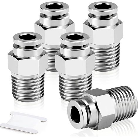 Stainless Steel 304 Straight Male Fittings for 8mm OD x 1/4 BSP PC8-02 Tubes (Pack of 5) (1/5)