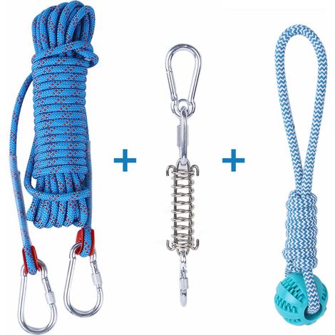 Hundespielzeug-Set mit Federstange, Hängeseil aus Baumwolle, ideal für draußen, zum Spielen und Beißtraining.