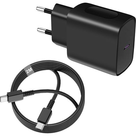 45W Chargeur USB C, Charge Rapide avec 2m câble USB C,pour Samsung Galaxy S25/S24/S23/ S22 /S21 /S21 Ultra,S20 FE, A16/A15/A14/A54/A53/A34,Chargeur Type C Secteur Adaptateur pour iPhone Huawei Xiaomi (1/5)