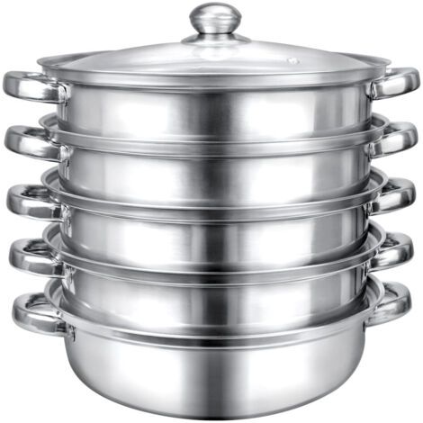 Vaporiera a 5 livelli in acciaio inox 410, ideale per carne e verdure - Utensili da cucina (1/5)