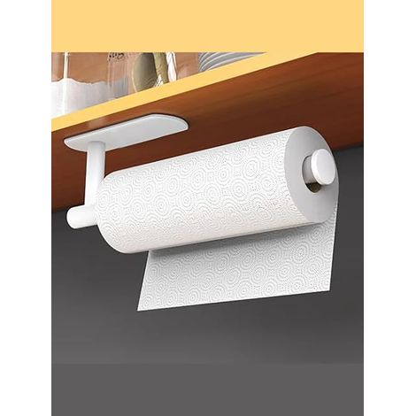 (2 Long Blanc) Porte-essuie-tout adhésif pour cuisine, distributeur de papier toilette, rangement pour armoire, porte-serviettes, accessoires de salle de bain (1/5)