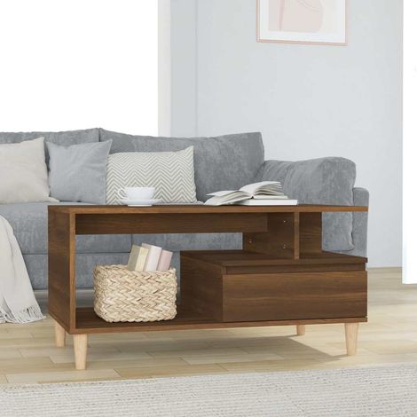 vidaXL Coffee Table Brown Oak 90x49x45 cm Engineered Wood (1/5)