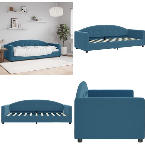 Lit de repos sans matelas bleu 80x200 cm velours - Canapé Convertible - Lit Invité - Lit Deux Places - Mobilier Contemporain - Design Moderne - Home & Living (1/5)
