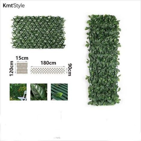 celosia extensible de ocultacion 180x90 cms con seto de hojas artificial
