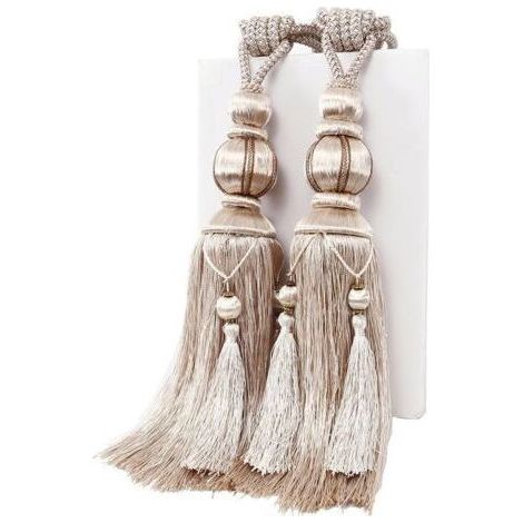 1 Paire d'embrasses de Rideaux en Corde Fait à la Main avec Pompons pour Rideaux de Fenêtre Drapé Corde pour Décoration de Maison ou de Bureau,Beige