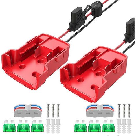 Adaptateur 18 V (lot de 2) pour batterie Milwaukee M18, kit de conversion pour véhicule électrique avec interrupteur et fusible, câble de calibre 12 AWG (1/5)
