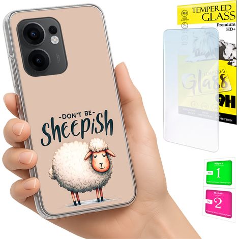 Funda para Oppo Reno 13F 5G / 13 FS 5G con foto, parte trasera de piel de oveja y cristal 9H. (1/5)