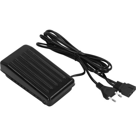 Pédale de rechange pour machines à coudre domestiques, avec design antidérapant à trois trous, de couleur noire et prise standard européenne 220 V.