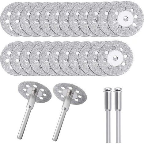 Meules diamantées 12pcs 22mm avec pinces 2pcs 3mm pour outils rotatifs Dremel (1/3)