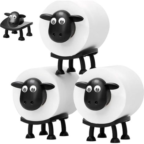 Porte Papier Toilette en Forme De Mouton, Porte Rouleau de Papier Toilette ou comme Cadeau, Décoration Amusante pour Salle de Bain, Convient à Toutes Les Tailles de Rouleaux, Lot de 3