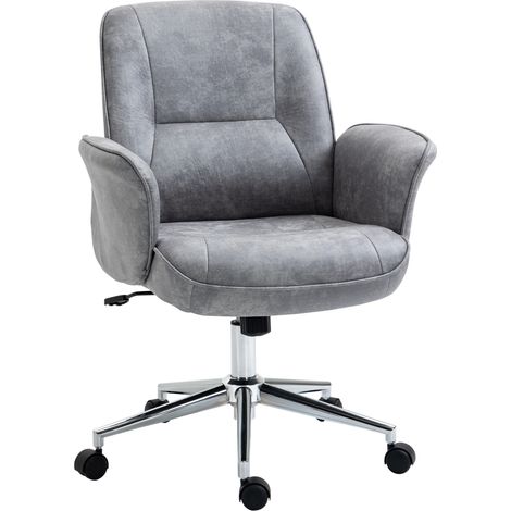Silla de oficina ergonómica tapizada gris claro regulable con función balancín y ruedas (1/5)