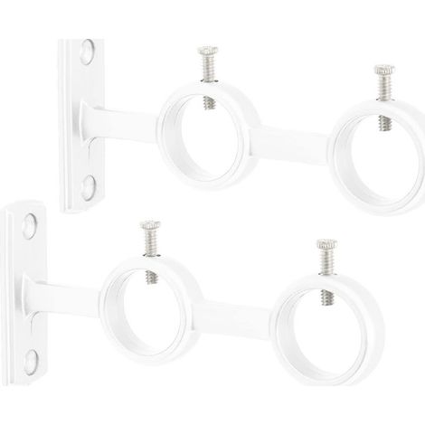 Support mural double pour tringle à rideau Ø15–25 mm – 2 pièces, blanc (1/5)
