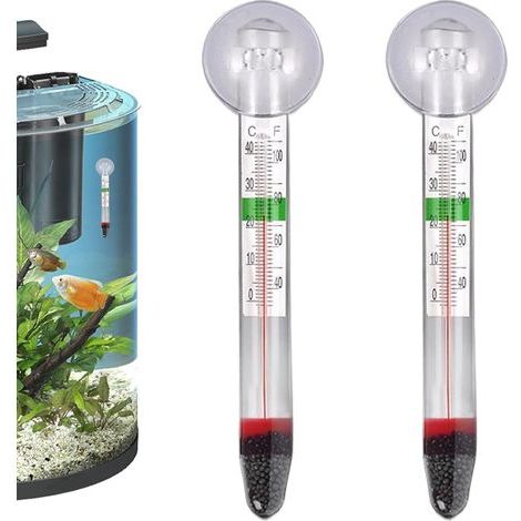 2-Piece Thermometer Set, Glass, Accurate Reading, Clear Display, Aquarium, Terrarium (1/5)