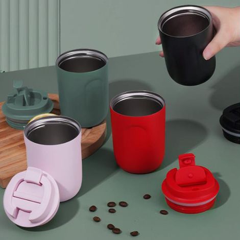 Tasse À Café Mini - Tasse En Acier Inoxydable Isolée - Flacon Sous Vide Portable Avec Couvercle Coulissant - Pour Boissons Chaudes Et Froides - 1 Pièce (1/3)