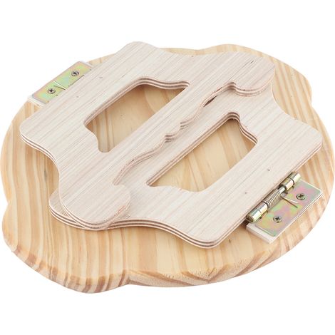Table d'appoint pliable en bois à fixer sur l'accoudoir d'un canapé ou d'un fauteuil inclinable, avec support pour téléphone. Forme ronde. (1/5)