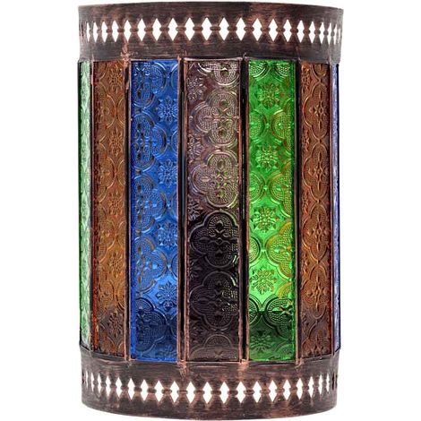 FABRILAMP  Lampara Aplique Artesanal Casablanca 1xe27 Marron/colores 25x1 De .6d (1/5)