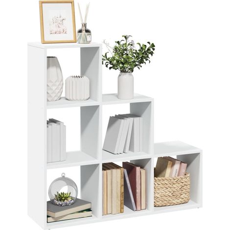 Raumteiler Bücherregal 3-stufig Weiß 99x29x99 cm Holzwerkstoff