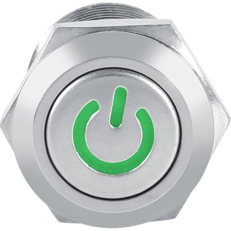 Bouton Poussoir Momentané 12mm Étanche avec LED Verte 3V Interrupteur (1/2)
