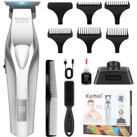 Tondeuse à cheveux pour homme, tondeuse à barbe sans fil, tondeuse de barbier rechargeable par USB, coupe-bordures, tondeuse à décoloration, cadeau pour (1/5)