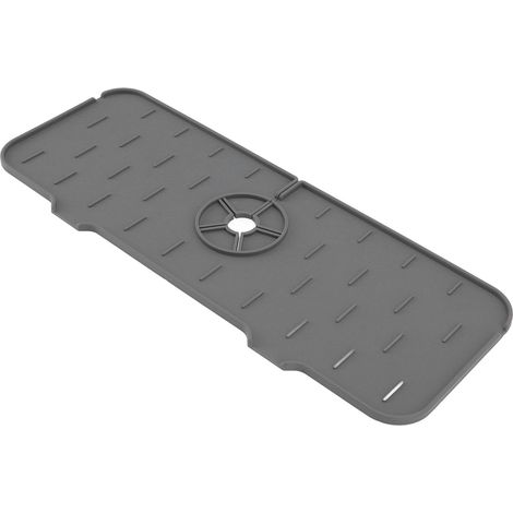 Tapis égouttoir en silicone pour robinet d'évier, dessous-de-verre antidérapant, protection plan de travail, gris (1/5)