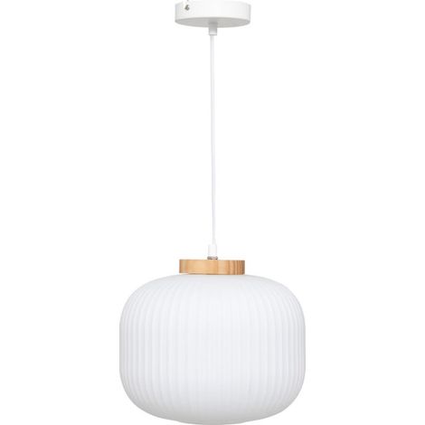 Lampe Suspension en Verre "Travis" 25cm Blanc (1/5)