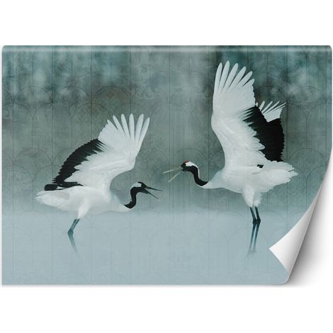 Fototapete Kraniche Vögel wie gemalt 100x70 cm