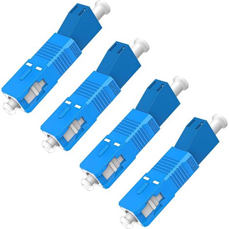 Lot de 4 Adaptateur Fibre Optique SC vers LC, Monomode 9/125um, Connecteur Hybride pour Réseau et Test