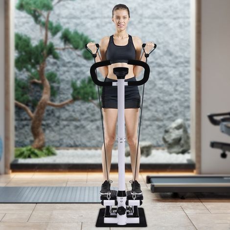 Gesundheits- und Fitness-Stepper (mit Handläufen), höhenverstellbar, gelenkschonendes Aerobic-Training, trainiert die Muskelgruppen der Beine, des Rumpfes und des Gesäßes, mit LCD-Display. (1/5)