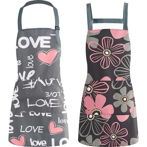 2 Pièces Tabliers de Cuisine pour Femmes,75 x 65 cm Tablier Femme Cuisine,Tablier Réglable avec Poches,Réglable Cuisine,matériau imperméable (1/5)