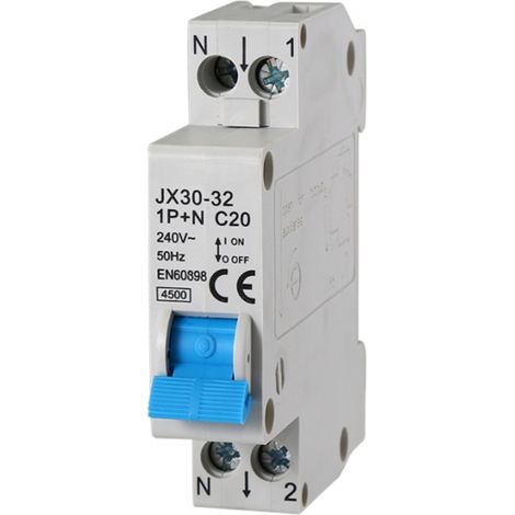gloca Automatischer Leistungsschalter 1P+N 20A 220V 4,5KA 1 Modul DIN C20