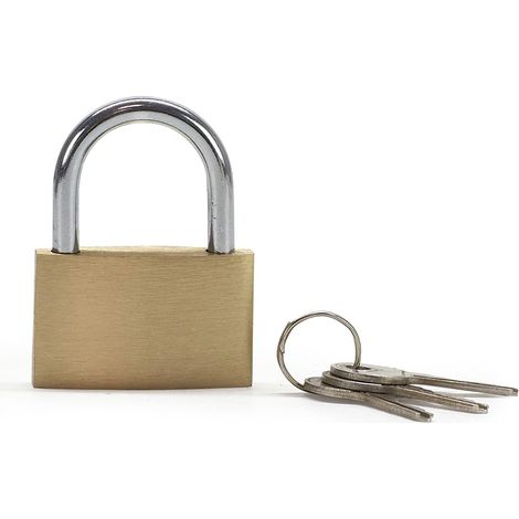 Cadenas à Clé pour Casier, Armoire, Coffre, Porte Atelier, Abri de jardin - Sécurité renforcée, Cadenas en Acier trempé et laiton, doré (1/4)