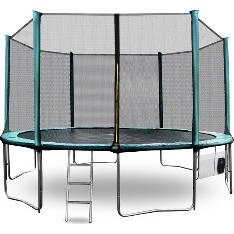 Aga SPORT PRO Trampolin 400 cm Dunkelgrün + Schutznetz + Leiter + Schuhtasche