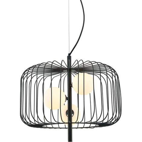 LAMPE SUSPENDUE NOIRE DAREN 3 G9 ITALUX MDM-3936/3 BK (1/3)