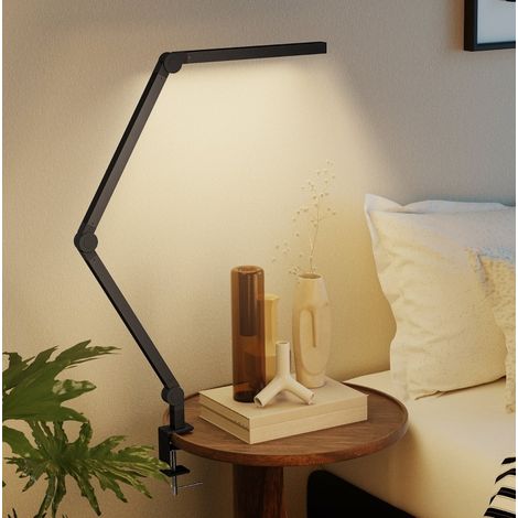 Schwarze Schreibtischlampe mit Metallklemme, 96 LEDs, dimmbar und farbverstellbar, OKWISH (1/5)