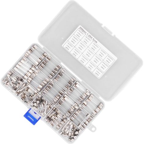 Kit de 200 fusibles en verre pour automobile, camping-car, bateau, camion, 5 x 20 mm et 6 x 30 mm, 250 V (1/5)