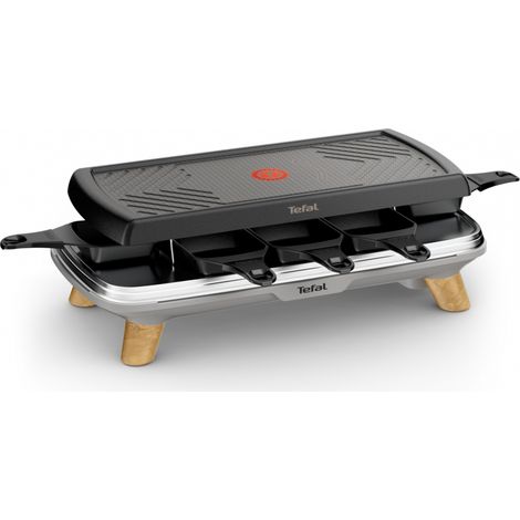 TEFAL GOURMET raclette gril plancha 8 coupelles extra profondes plus de gourmandise grise RE610D12