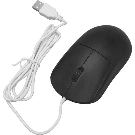 Souris filaire optique 1200 DPI, port USB, design ergonomique, plug and play, pour ordinateurs portables et de bureau, noire