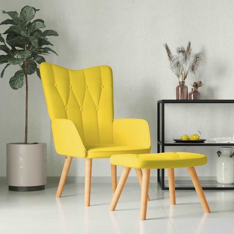 vidaXL Chaise de relaxation avec tabouret Jaune moutarde Tissu (1/5)