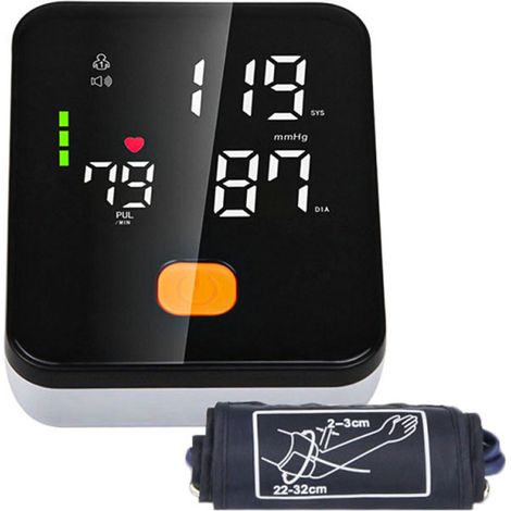 Elektronisches Blutdruckmessgerät ZK-B883 für den Oberarm mit englischer Sprachausgabe, Herzfrequenzmessung und großem LED-Display. Speicher für 99 x 2 Messungen.