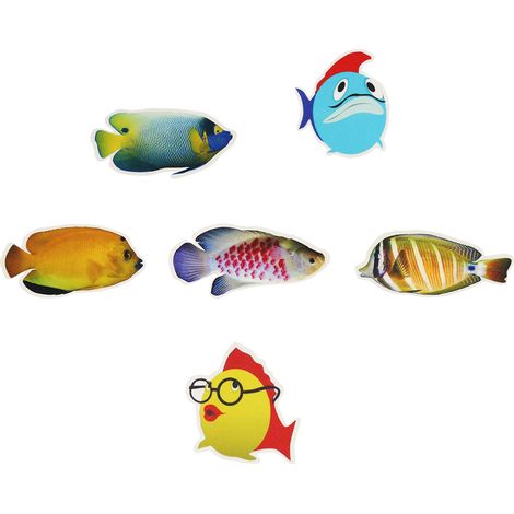 6 autocollants antidérapants pour baignoire, forme poisson, adhésif permanent, usage salle de bain, douche, spa (1/5)