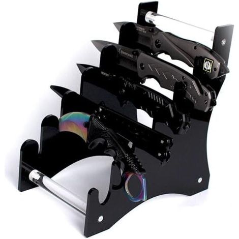 1 espositore per coltelli in acrilico a 6 livelli - Supporto per riporre mini coltelli EDC grezzi (1/5)