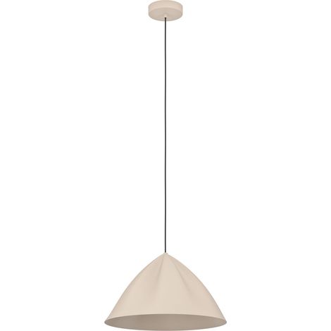 EGLO Hängelampe Podere, 1-flammige Pendelleuchte über Esstisch, Esszimmerlampe im Japandi-Design aus Metall in Sandfarben, Hängeleuchte mit E27 Fassung, Ø 42,5 cm (1/5)